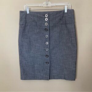 Gray Pinstripe Button Down Skirt